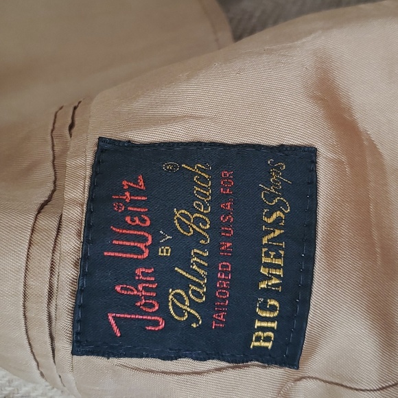 Men's Brown Herringbone Tweed Blazer John Weitz by Palm Beach - Big & Tall - Picture 3 of 8